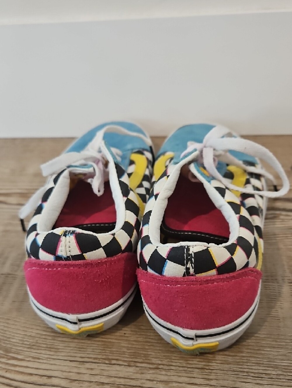 Vans Checkerboard Multi-Color Old Skool Sneakers - Blue/Yellow/Pink/Black - Picture 3 of 5